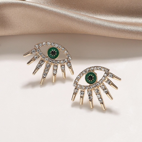 GlitzBlitz Boutique Jewelry - 2/$20! Gold Crystal Pave Evil Eye Stud Earrings